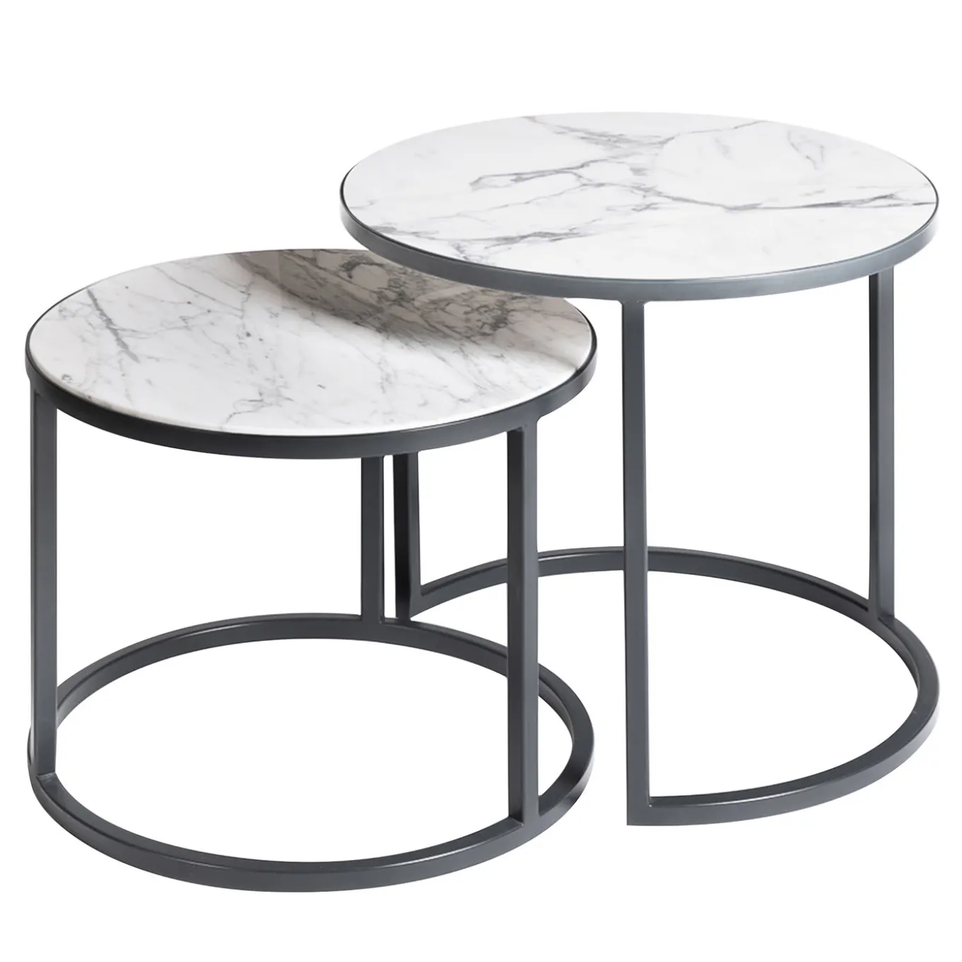 Alicudi and Filicudi Set of 2 Carrara Round Coffee Tables