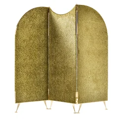 Aliseo 3-Panel Patterned Golden Fabric Room Divider