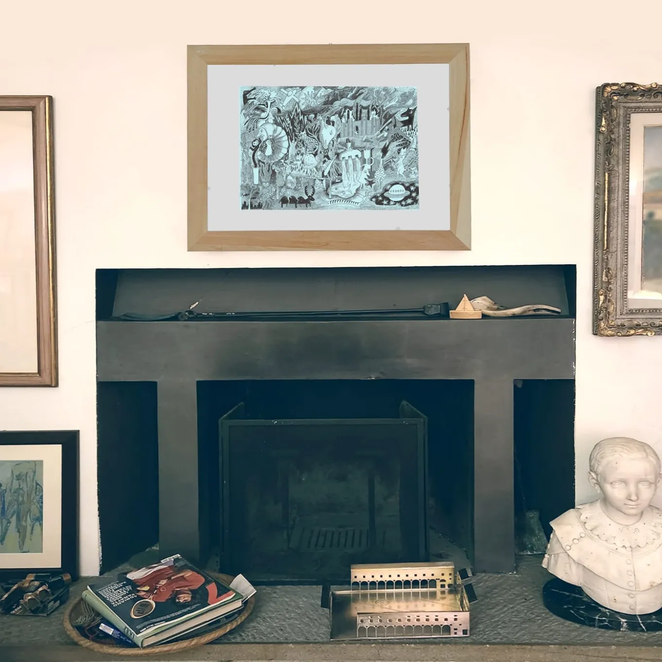 Alle Fresche Sorgenti - Pen Drawing on Colored Paper