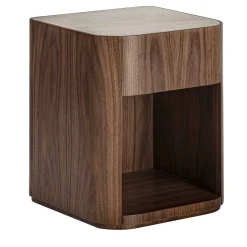 Alma 1-Drawer Walnut Nightstand with Travertine Marble Top