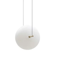Alma Large Natural Brass & White Glass Single-Light Pendant Lamp
