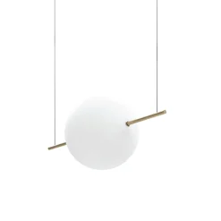 Alma Large Natural Brass & White Glass Single-Light Pendant Lamp