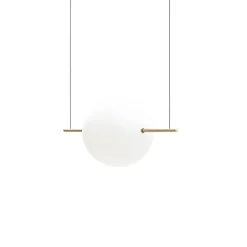 Alma Large Natural Brass & White Glass Single-Light Pendant Lamp