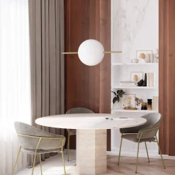 Alma Large Natural Brass & White Glass Single-Light Pendant Lamp