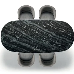 Alma-Decor ED/50 669 Oval Dining Table with Silver Paradiso Marble top