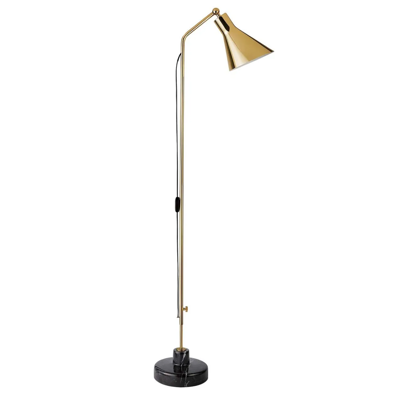 Alzabile Brass and Black Floor Lamp by Ignazio Gardella