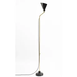 Alzabile Brass Gray and Black Floor Lamp by Ignazio Gardella