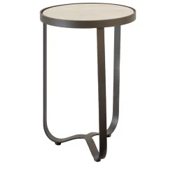 Amalfi Gray Round Side Table by Studio 63 in Stainless Steel