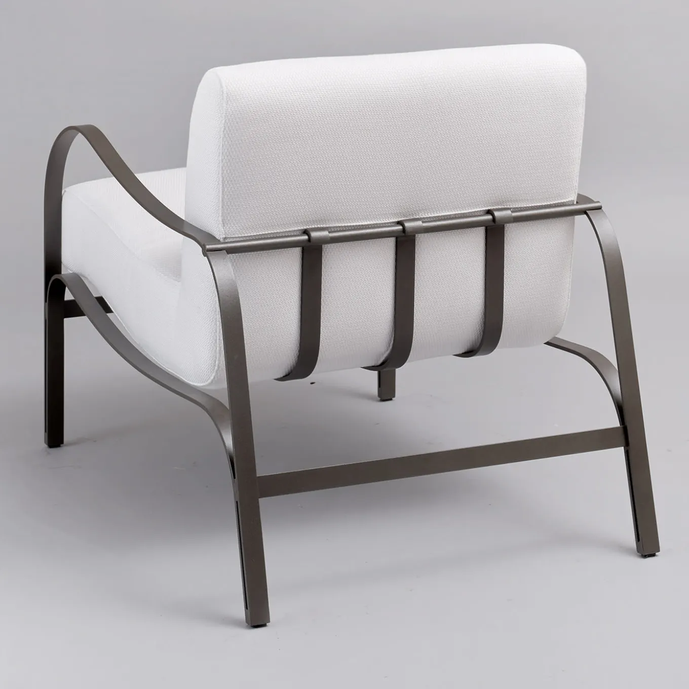Amalfi White and Gray Armchair by Studio 63 in Stainless Steel