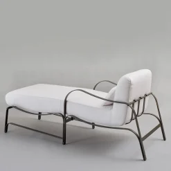 Amalfi White and Gray Chaise Longue by Studio 63 in Stainless Steel