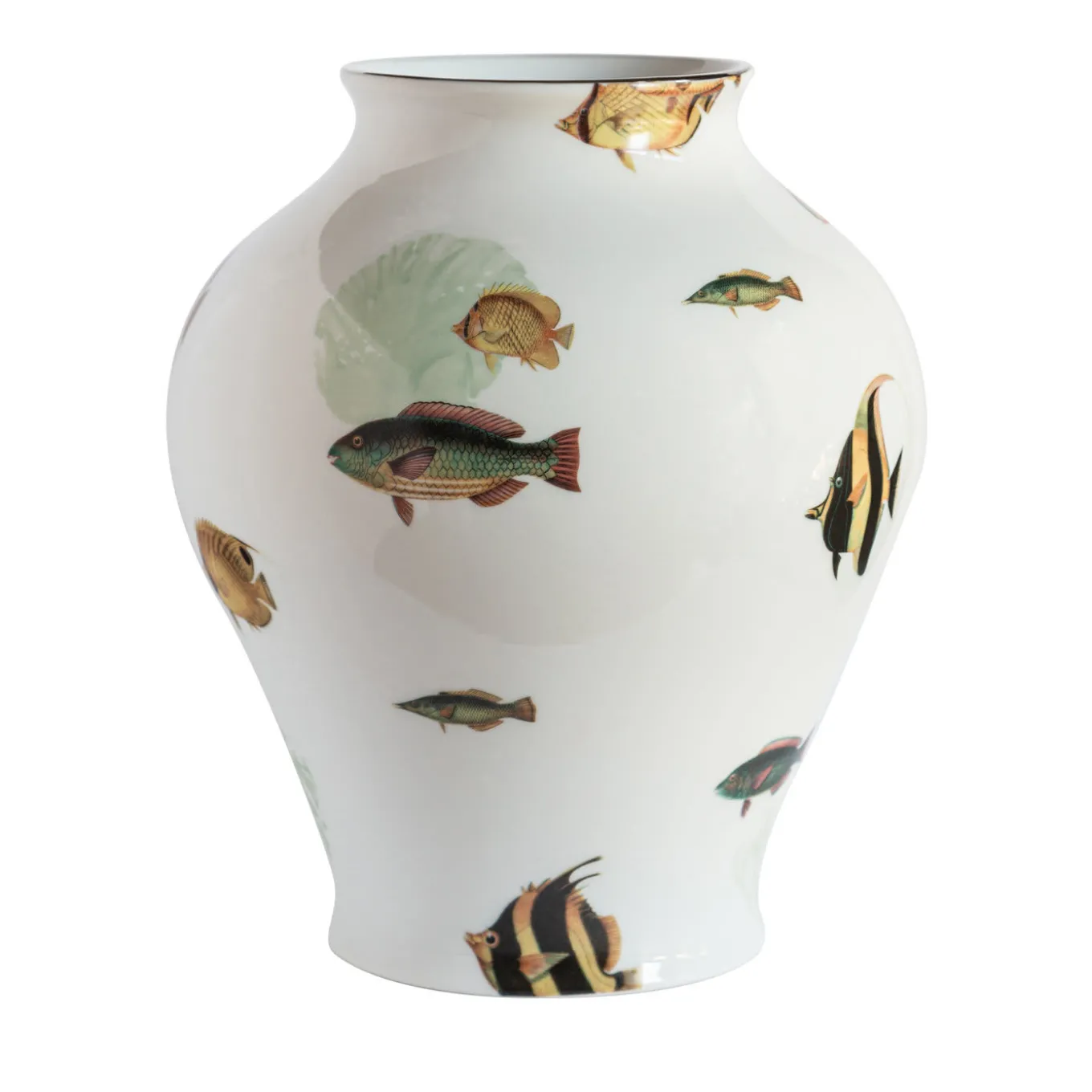 Amami Amphora Porcelain Vase With Tropical Fish H27Cm