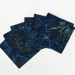 Amami Set Of 6 Linen Napkins With Seaweed Decoration
