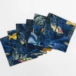 Amami Set Of 6 Linen Napkins With Marine Decoration