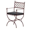Amarcord Wrought Iron Brown Cushioned Chair With Armrests