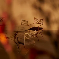 Amarcord Wrought Iron Brown Cushioned Chair With Armrests