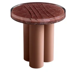 Amber Round Antiqued-Pink Metal & Resin Coffee Table