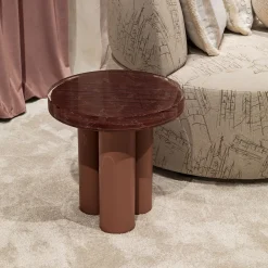 Amber Round Antiqued-Pink Metal & Resin Coffee Table