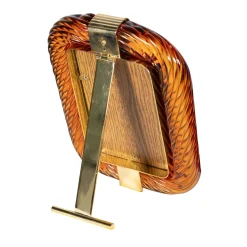 Amber Twisted Glass with Matte Brass Structure Frame