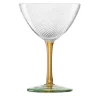 Amber-Green Twisted Glass Cocktail Coupe