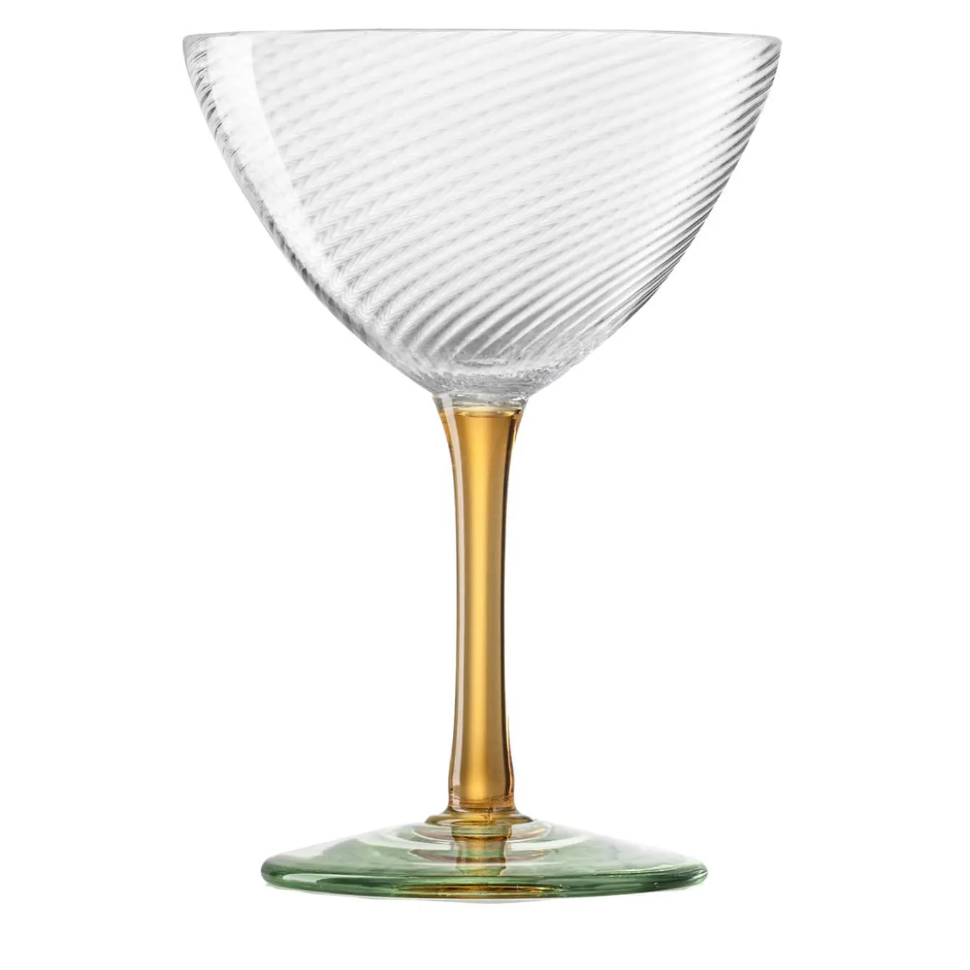Amber-Green Twisted Glass Cocktail Coupe