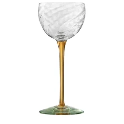 Amber-Green Twisted Glass Nick & Nora Cocktail Glass