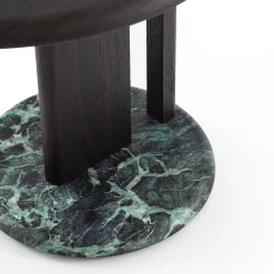 Ambrogio Alto Lagoon Oak Side Table with Alps Green Marble Base
