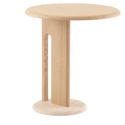 Ambrogio Basso Beige Oak Side Table with Travertine Marble Base