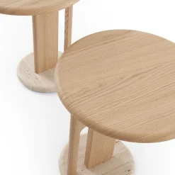 Ambrogio Basso Beige Oak Side Table with Travertine Marble Base