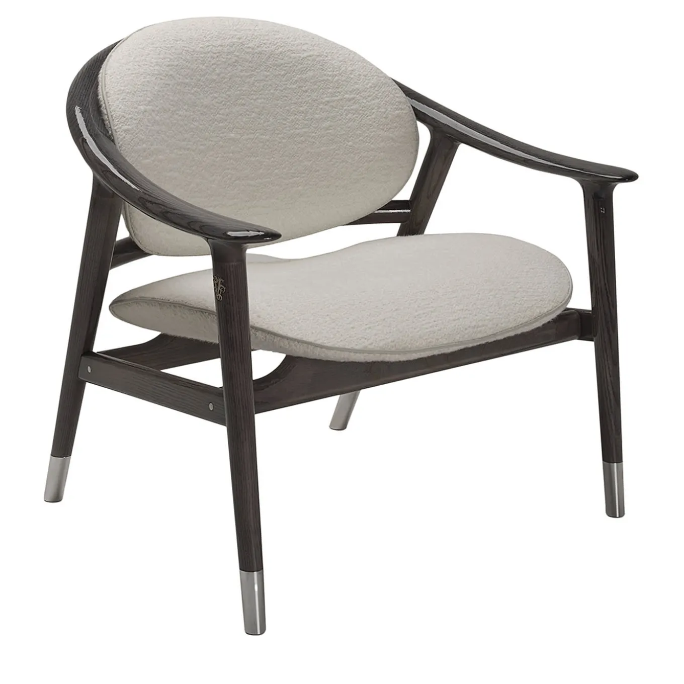 Amerigo Dehors White Fabric And Solid Ash Wood Legs Lounge Chair