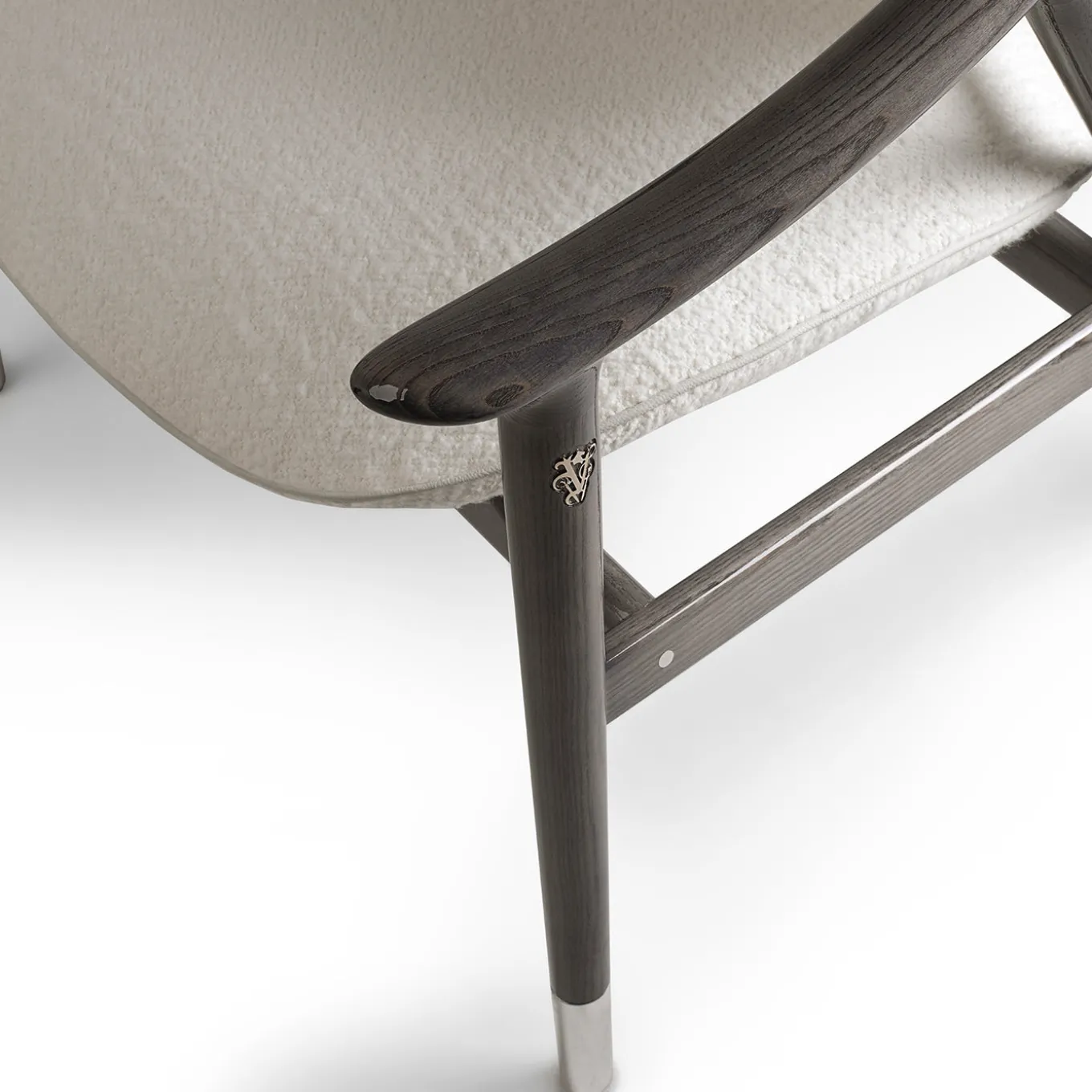 Amerigo Dehors White Fabric And Solid Ash Wood Legs Lounge Chair