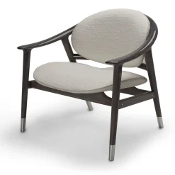 Amerigo Dehors White Fabric And Solid Ash Wood Legs Lounge Chair