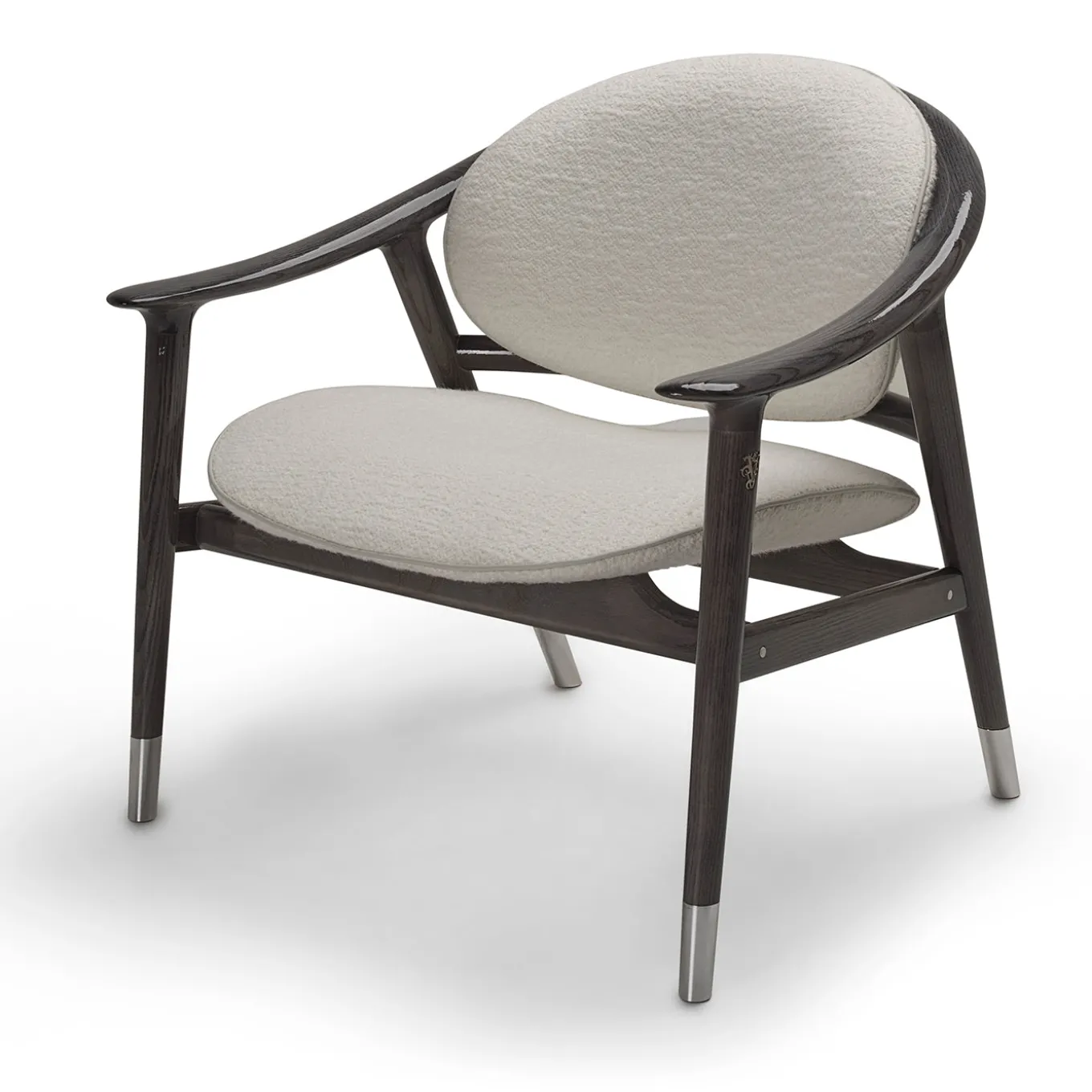 Amerigo Dehors White Fabric And Solid Ash Wood Legs Lounge Chair