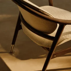 Amerigo Dehors White Fabric And Solid Ash Wood Legs Lounge Chair