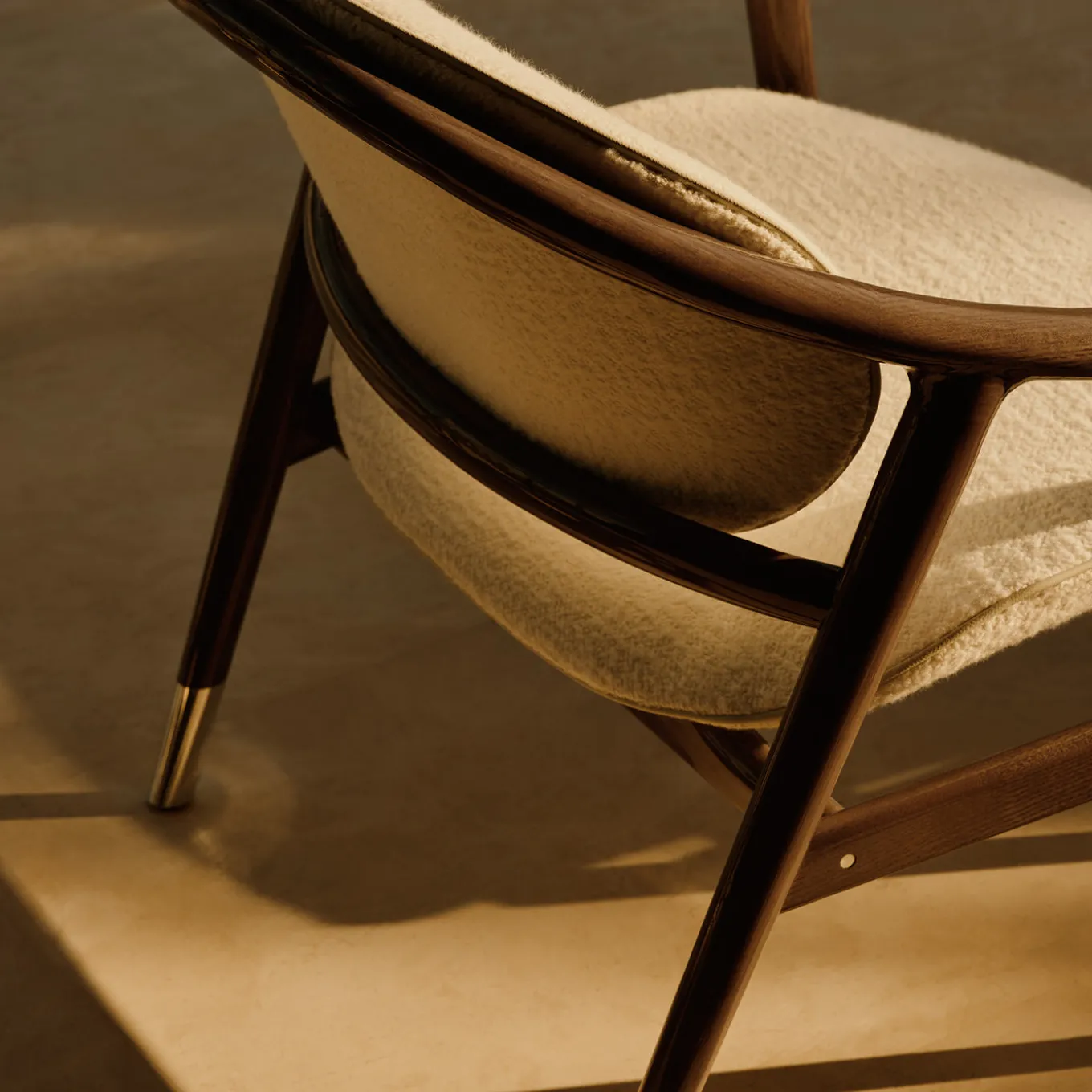 Amerigo Dehors White Fabric And Solid Ash Wood Legs Lounge Chair