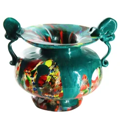 Amethyst-Green Murano Glass Amphora Vase