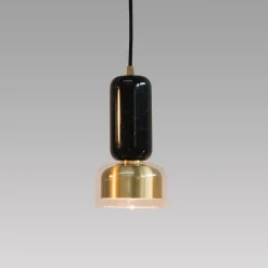 Andromeda Pendant Lamp in Black Marquinha Marble and Satin Brass