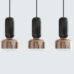 Andromeda Pendant Lamp in Black Marquinha Marble and Satin Brass