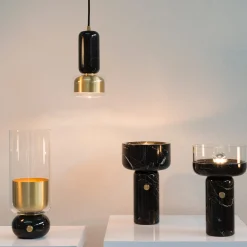 Andromeda Pendant Lamp in Black Marquinha Marble and Satin Brass