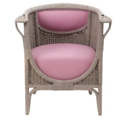 Angelina Pink Rattan Lounge Chair