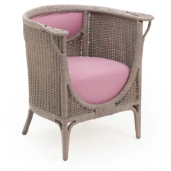 Angelina Pink Rattan Lounge Chair