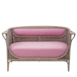 Angelina Pink Rattan Loveseat