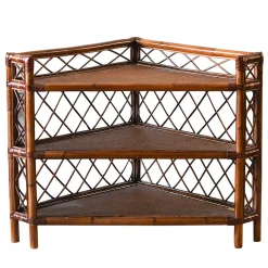 Angular Wicker & Bamboo Etagère
