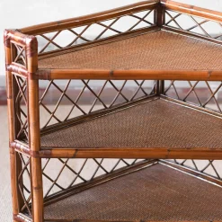 Angular Wicker & Bamboo Etagère