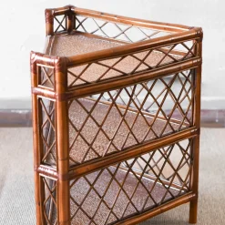 Angular Wicker & Bamboo Etagère