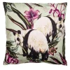 Animalia Linen Cushion With Pandas And Purple Flowers