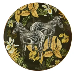 Animalia Porcelain Dinner Plate With Zebra And Yellow Flowers