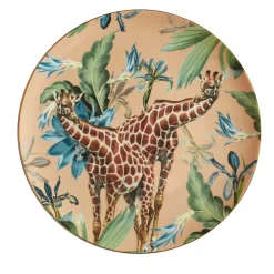 Animalia Porcelain Dinner Plate With Giraffes And Blue Flowers