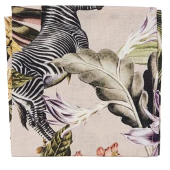 Animalia Set Of 6 Linen Napkins With Exotic Animals And Vegetation