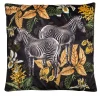 Animalia Velvet Cushion With Zebra And Yellow Flowers