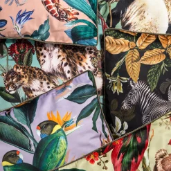 Animalia Velvet Cushion With Zebra And Yellow Flowers